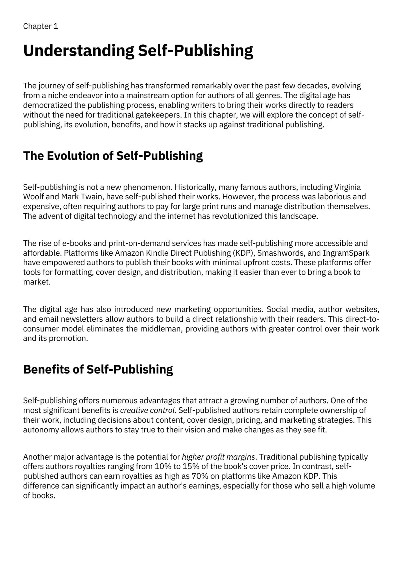 Self Publishing E-books for Profit