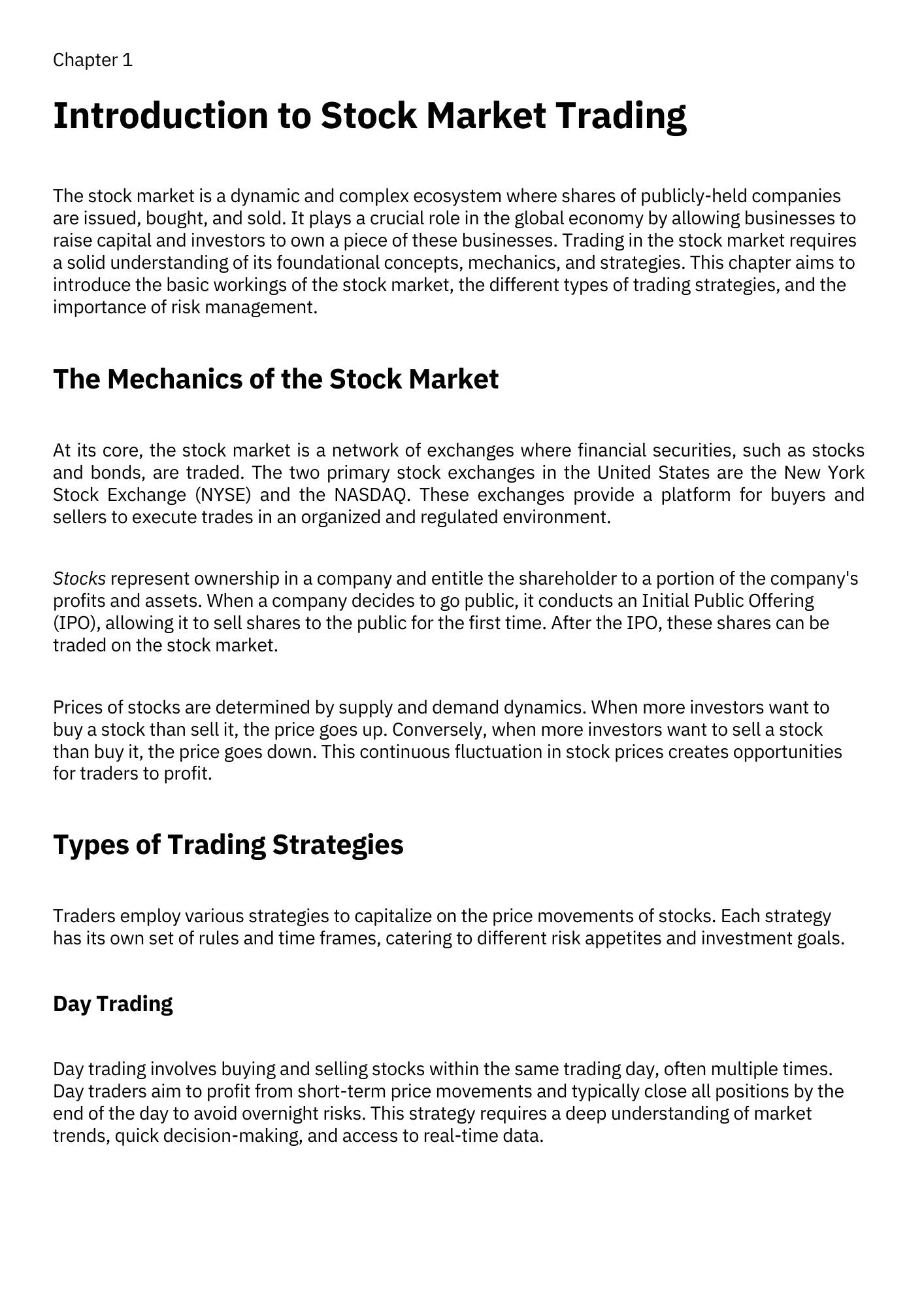 Stock Market Trading Strategies